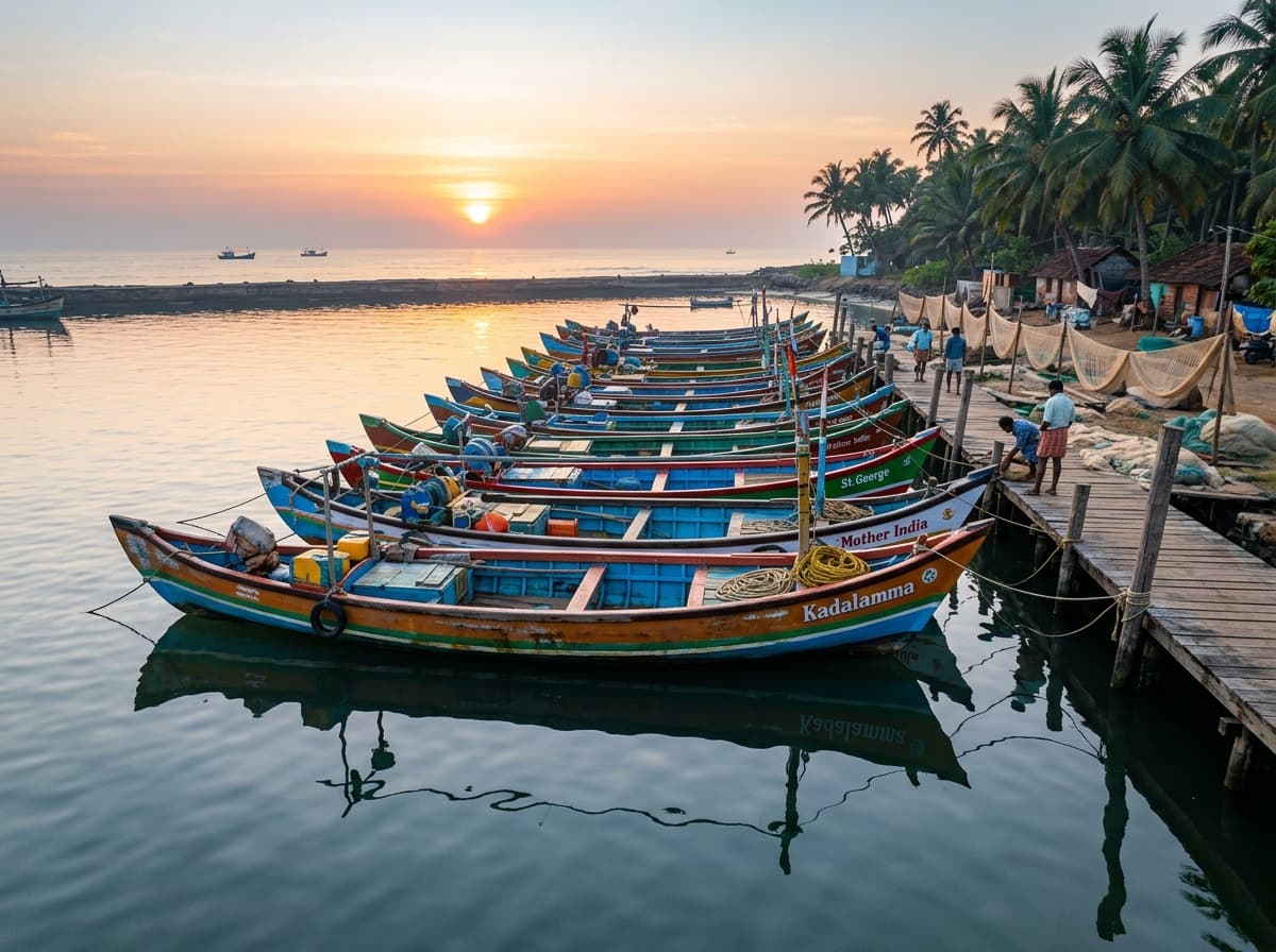 Kerala fishing boats at harbour